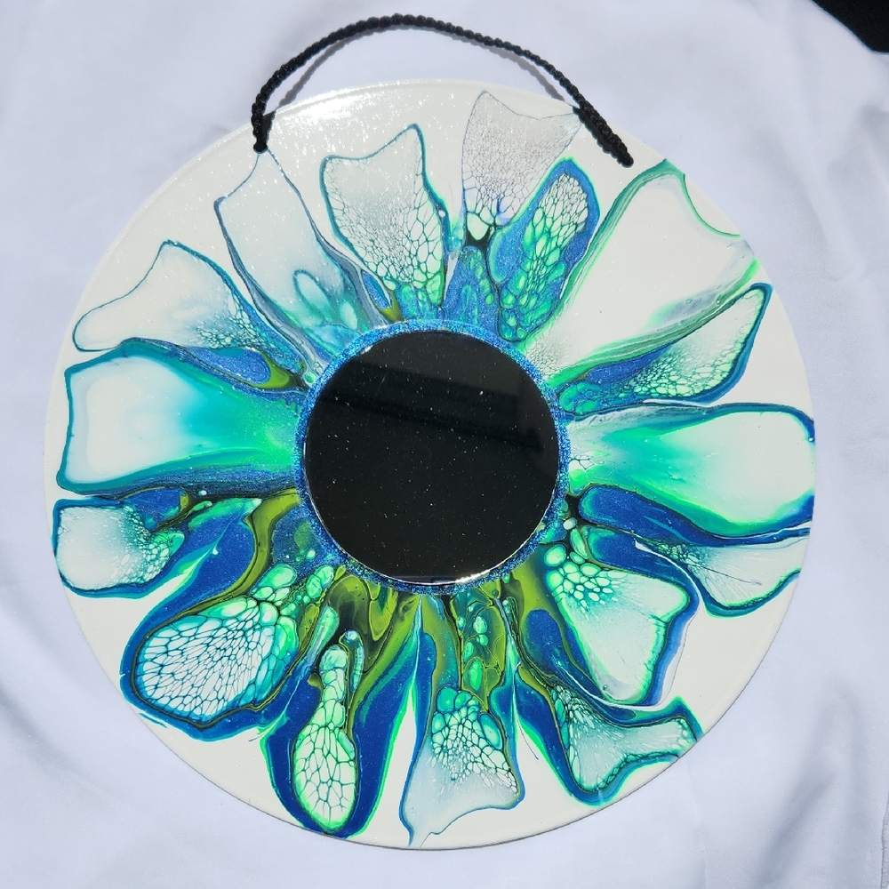 Hand Crafted Painted Decorative Mirror Vintage Record Essential Wall Art